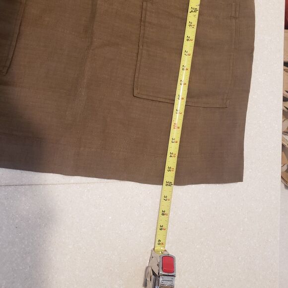 Eileen Fisher Linen Tencel Blend Short Sleeve Pocket Dress Medium Brown Zip - Picture 8 of 14